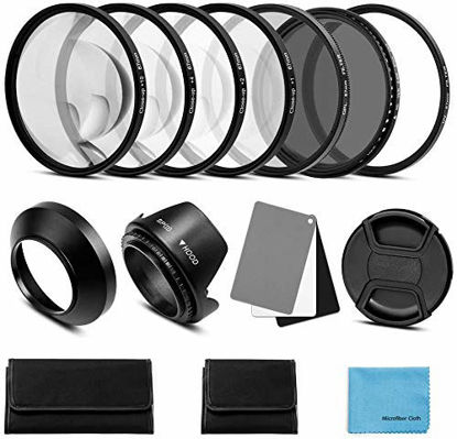 Picture of 52mm Lens Filter Accessories Kit:UV CPL Adjustable ND Filter(ND2-ND400),Macro Close up Filter Set(+1,+2,+4,+10),Lens Hood,3 in 1 Grey Card for Canon Nikon Sony Pentax Olympus Fuji DSRL Camera