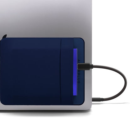 Picture of Afterplug 2-Pocket Adhesive Pouch for Laptop, Compatible with External 2.5" HDD, SSD, Magic Mouse, USB Cable and More - Blue
