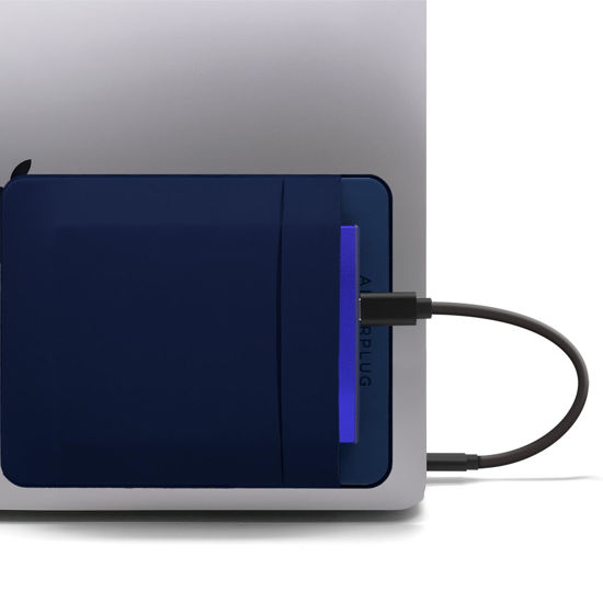 Picture of Afterplug 2-Pocket Adhesive Pouch for Laptop, Compatible with External 2.5" HDD, SSD, Magic Mouse, USB Cable and More - Blue