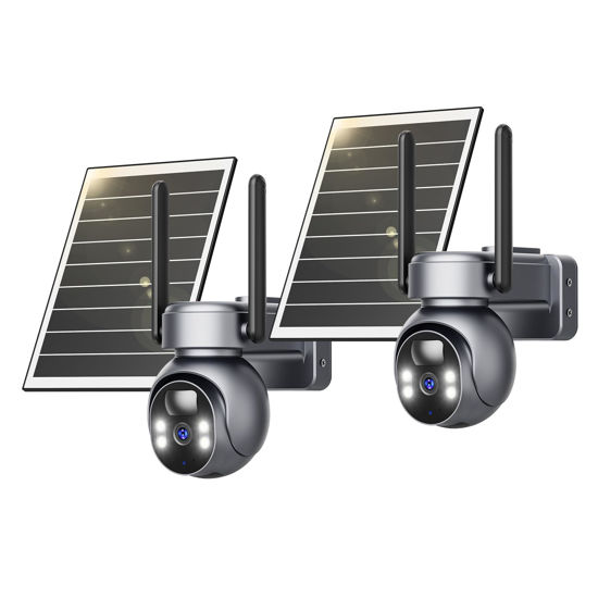 Picture of LIWAN 4G LTE Cellular Security Camera Wireless Outdoor, Solar No WiFi Security Camera, 360° Full Cover, 2K Color Night Vision, 2 Way Talk, PIR Motion Sensor, Built-in SIM Card, 2 Pack