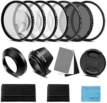 Picture of 82mm Lens Filter Accessories Kit:UV CPL Adjustable ND Filter(ND2-ND400),Macro Close up Filter Set(+1,+2,+4,+10),Lens Hood,3 in 1 Grey Card for Canon Nikon Sony Pentax Olympus Fuji DSRL Camera