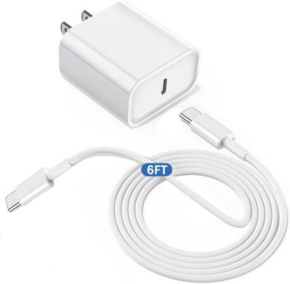Picture of USB C iPad Pro 13 Charger, Type C Charger Fast Charging Brick Block with 6FT Long USB C to C Fast Charging Cable Cord for Apple iPad Pro 12.9/11 inch,iPad Air 6th/5th/4th,iPad Mini 6th,iPad 10