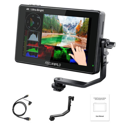Picture of FEELWORLD LUT7 7 Inch Field Monitor 4K 1920x1200 Ultra Bright 2200nit Touch Screen Camera DSLR Video Assist 3D Lut Waveform Vectorscope Input 8.4V DC Output Tilt Arm (LUT7 7’’ HDMI)