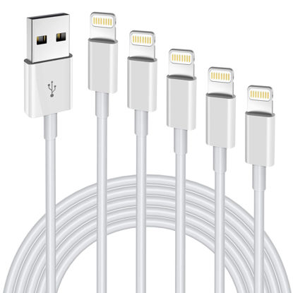 Picture of iPhone Charger Fast Charging[Apple MFi Certified] 5pack 3/3/6/6/10FT Long Lightning Cable High Speed Data Sync Cord Compatible with 14/13/12/11 Pro Max/XS MAX/XR/XS/X/8/7/Plus/6S/6/SE/5S&More