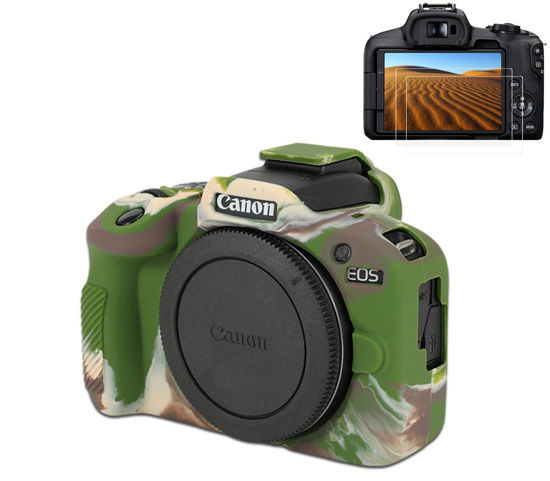 Picture of Pocoukate Case for Canon EOS R100 Camera, Soft Silicone Protective Cover Skin with EOS R100 Screen Protector Accessories for Canon EOS R100 Mirrorless Camera Silicone Case - Camouflage