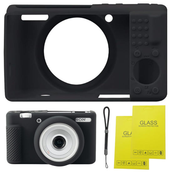 Picture of SZHSYJY Camera Case for Sony ZV-1F/ ZV-1 II/ZV-1M2 Digital Camera,ZV1F Soft Silicone Protective Bag,Anti-Scratch Slim Fit Soft Sleeve with ZV1 F Screen Protector and Strap Wrist.(Black)