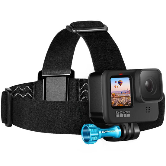 Picture of MiPremium Head Strap Mount Compatible with GoPro Hero 13 12 11 10 9 8 7 6 5 4 3 3+ 2 1 Hero (2018) Fusion Session Black Silver Action Cameras Elastic Headgear Flexible Belt with Aluminum Thumbscrew