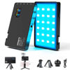 Picture of RGB LED Video Light, Portable Small LED On Camera Light with Tripod and Phone Holder, Full Color 2500-8500K Photography Lights Panel for YouTube Lighting Video Recording TikTok Vlogging
