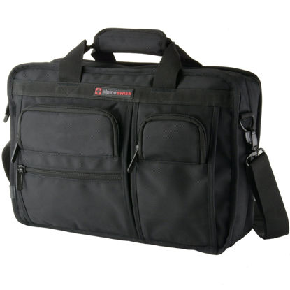 Picture of Alpine Swiss Conrad Messenger Bag 15.6 Inch Laptop Briefcase with Tablet Sleeve Black
