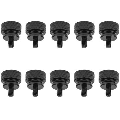 Picture of HELIFOUNER 10 Pieces 6-32 Thread, Black Color Anodized Aluminum Computer Case Thumbscrews, Thumb Screws for Computer Case/Cover/Power Supply/Hard Drives