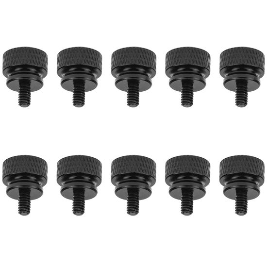 Picture of HELIFOUNER 10 Pieces 6-32 Thread, Black Color Anodized Aluminum Computer Case Thumbscrews, Thumb Screws for Computer Case/Cover/Power Supply/Hard Drives