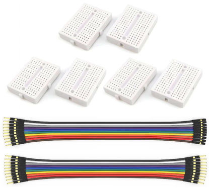 Picture of WWZMDiB 6Pcs SYB-170 Mini Breadboard White Breadboard Small Plates + Multicolored Dupont Wire 10pin Male to Male, 10pin Male to Female Breadboard Jumper Wires
