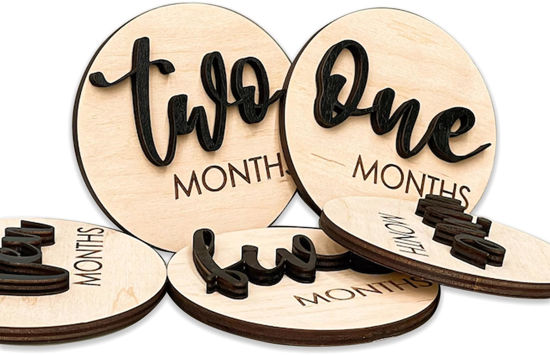 Picture of Baby Monthly Milestone, Wooden Baby Milestone Signs, Monthly Milestone Wood Discs, Baby Milestone Discs (S001)