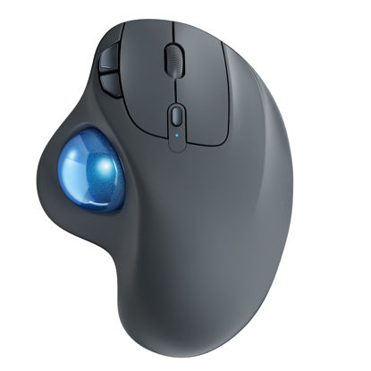 Picture of Nulea M501 Wireless Trackball Mouse, Rechargeable Ergonomic, Easy Thumb Control, Precise & Smooth Tracking, 3 Device Connection (Bluetooth or USB Receiver), Compatible for PC, Laptop, Mac, Windows.