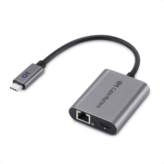 Picture of Cable Matters USB C to 2.5 Gigabit Ethernet Adapter with Charging 100W, 2.5g Ethernet to USB-C Adapter (2.5gbps Ethernet Port) - Compatible with MacBook Pro, iPad Pro, XPS, Microsoft Surface Pro