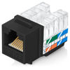 Picture of Everest 90° Angled RJ45 Cat6 Keystone Jacks 50-Pack in Black - Slim Profile Female RJ45 Connectors - Cat 6 Keystone Jack - Compatible with 90° Angled Speed Termination Tool - easyJACK (B094WB91H3)
