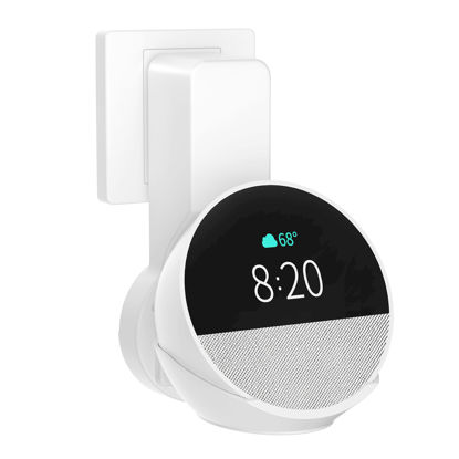 Picture of ZUOLACO Wall Mount Holder for Echo Spot (2024 Release), Outlet Wall Mount Stand for Echo Spot, No Screws or Drilling Needed, Space-Saving Spot Accessories with Cable Hidden Storage(WL803), White