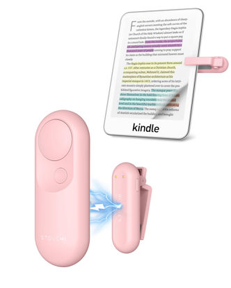 Picture of Page Turner for Kindle, Stouchi TurnEZ 2 in 1 Pink Magnetic Paperwhite Oasis Scribe Kobo Clicker Accessories Wireless RF Remote Control for iPad, iPhone, Tablets Camera Video Record Shutter Selfie