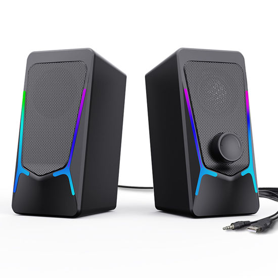 Picture of ROSON Computer Speakers, Gaming PC Speakers with Enhanced Bass and Volume Control, Stereo 2.0 USB Powered 3.5mm Aux Multimedia Speakers for Laptop/Desktop/Tablets/Phone