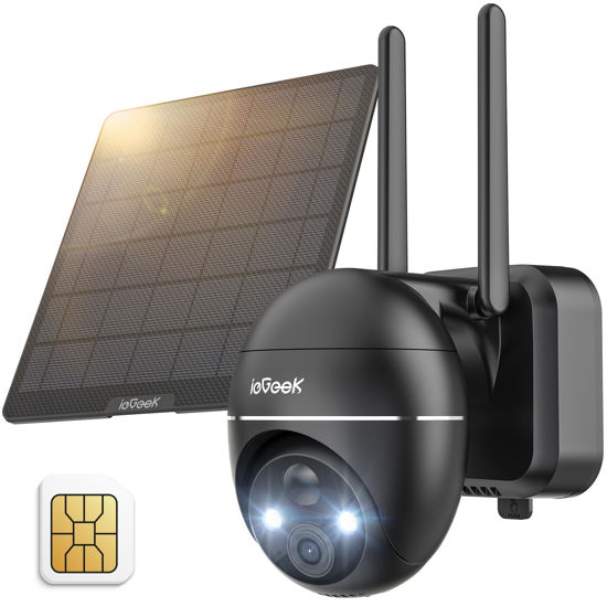 Picture of ieGeek 4G LTE Cellular Security Camera Wireless Outdoor, Solar Battery Powered Cameras for Home Surveillance, 2K Color Night Vision, 360°PTZ, 2-Way Audio, No WiFi, PIR Motion Sensor(SIM Card Included)