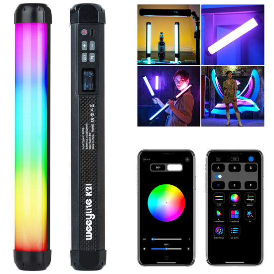 Picture of Weeylite K21 RGB LED Stick Light, Magnetic App Control LED Video Light Wand w CRI 95+ 2500mAh Rechargeable 2500-8500K Full Color Portable Handheld Photography Light for Portrait Video Recording TikTok