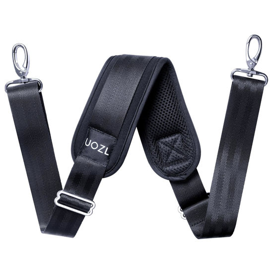 Picture of UOZL 59 Inch Shoulder Straps, Soft with Ultra-Thick Fixed Shoulder Pad, Two Way Independently Adjustable Buckle Replacement Straps for Laptop Bag Messenger Bag Tool Bag Luggage,Black