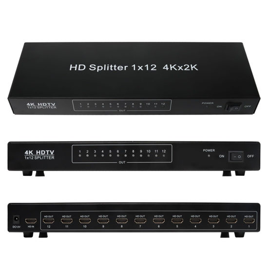 Picture of HONONJO 12 Way 1 in 12 Out 4K HDMI Switcher HDMI Video Audio AV Amplifier Splitter DVD VCD VCR 12 Ports Load (Electrical Volts: 220V)