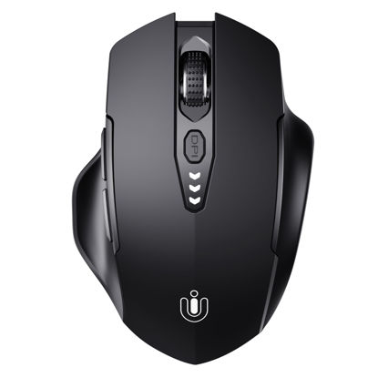 Picture of Uineer Bluetooth Mouse,[Upgraded] Rechargeable Wireless Mouse (BT 5.0/4.0+2.4G Hz),Computer Mouse with Visible Battery Level, 4 Adjustable DPI, Portable PC Mouse for MacBook Chromebook,Black