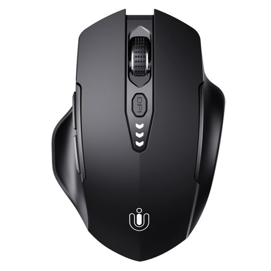 Picture of Uineer Bluetooth Mouse,[Upgraded] Rechargeable Wireless Mouse (BT 5.0/4.0+2.4G Hz),Computer Mouse with Visible Battery Level, 4 Adjustable DPI, Portable PC Mouse for MacBook Chromebook,Black