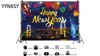 Picture of YYNXSY Happy New Year Party Decoration Supplies, Extra Large Fabric Happy New Year Banner for 2025 Party Decoration, New Year Fireworks Photo Booth Backdrop Background Banner, YY-11506 7X5FT