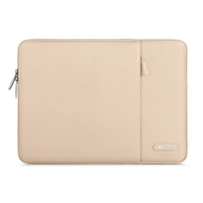 Picture of MOSISO Laptop Sleeve Bag Compatible with MacBook Air/Pro, 13-13.3 inch Notebook, Compatible with MacBook Pro 14 inch M4 M3 M2 M1 Chip Pro Max, Polyester Vertical Case with Pocket, Apricot