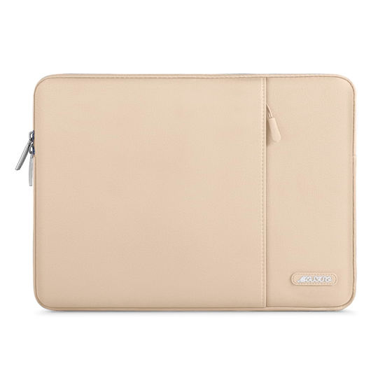 Picture of MOSISO Laptop Sleeve Bag Compatible with MacBook Air/Pro, 13-13.3 inch Notebook, Compatible with MacBook Pro 14 inch M4 M3 M2 M1 Chip Pro Max, Polyester Vertical Case with Pocket, Apricot