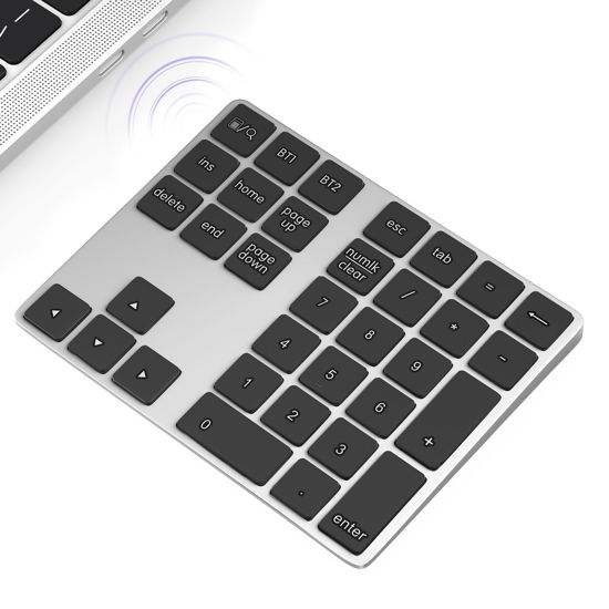 Picture of Foloda Bluetooth Number Pad for Laptop Wireless Number Keypad for Laptop, Rechargeable 10 Key USB Numeric Keypad Numpad for Laptop PC Notebook