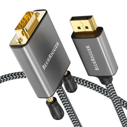Picture of BlueRigger DisplayPort to VGA Cable (6FT, DP to VGA Monitor Cable, Uni-Directional, Male to Male, Display Port Source to VGA Cable Converter) - Compatible with Laptop, Monitor, Desktop, HDTV