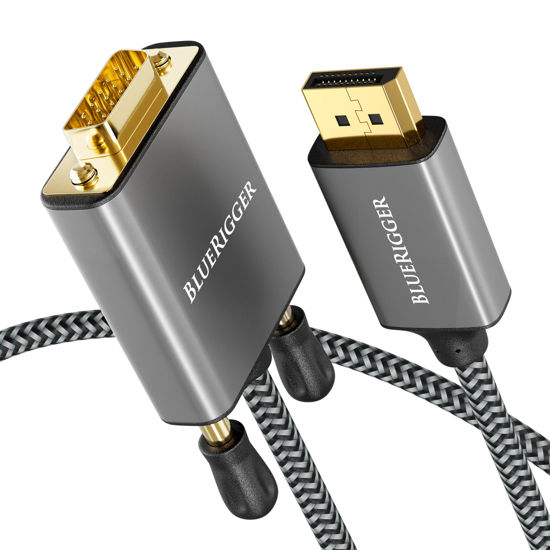 Picture of BlueRigger DisplayPort to VGA Cable (6FT, DP to VGA Monitor Cable, Uni-Directional, Male to Male, Display Port Source to VGA Cable Converter) - Compatible with Laptop, Monitor, Desktop, HDTV