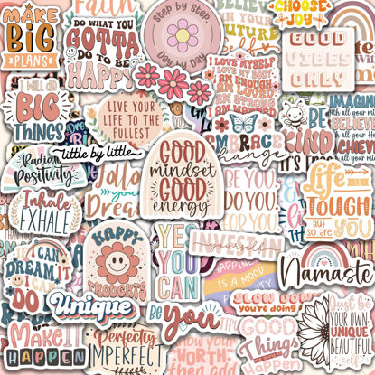 Picture of 300PCS Motivational Stickers for Vision Board Water Bottles Laptops, Inspirational Quote Waterproof Vinyl for Journals Cups, Affirmation Boho Stickers for Women Holographic