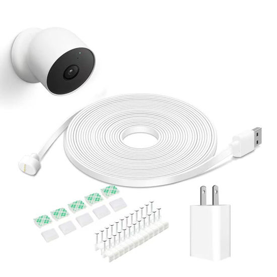 Picture of DIANMU 20FT Power Cable and Adapter for Google Nest Cam Outdoor or Indoor (Battery), Weatherproof Charging Power Cord with Charger for Your Nest Cam (Battery), 1 Pack