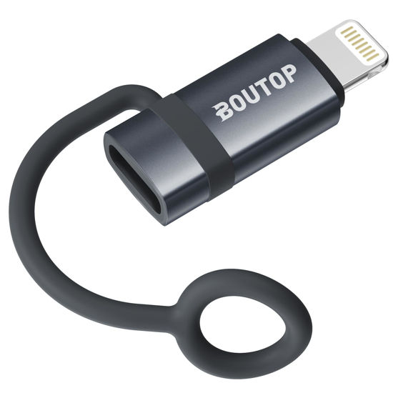 Picture of BOUTOP [MFi Certified] USB C to Lightning Adapter, Type C to Lightning Adapter Support 36W PD Fast Charging Compatible with iPhone iPad Dark Gray