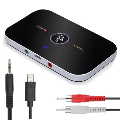 Picture of Bluetooth Transmitter Receiver Wireless Adapter 2 in 1,HIFI Bluetooth 5.0 Audio Adapter for Home Stereo with RCA 3.5mm AUX,Music Audio Adapter for Headphones/Speakers/Airplane/Home Theater/PC/Car