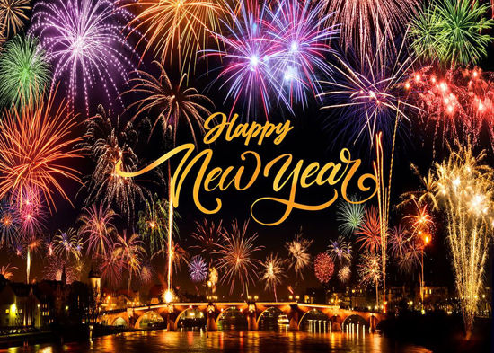 Picture of Dudaacvt 7x5ft Happy New Year 2025 Backdrop New Year Banner Photo Backdrop Black and Gold New Year Eve Party Background Decorations New Year Party Supplies 2025