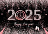 Picture of Alltten 7X5FT Happy New Year 2025 Backdrop Pink and Black New Year Eve Backdrop New Year Party Decoration Supplies F111