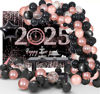 Picture of Alltten 7X5FT Happy New Year 2025 Backdrop Pink and Black New Year Eve Backdrop New Year Party Decoration Supplies F111