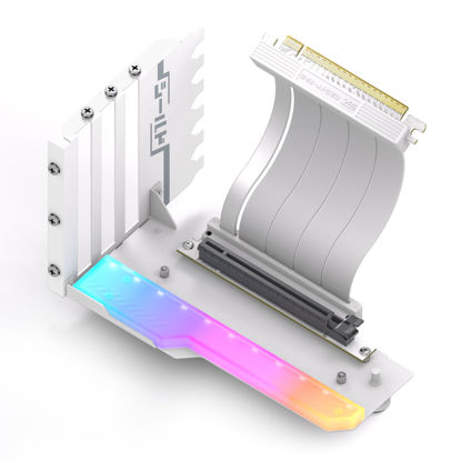 Picture of EZDIY-FAB Vertical GPU Mount with High-Speed PCIE 4.0 Riser Cable, ARGB Module, 115mm/4.52in Flexible Extension, 90 Degree Connector, Only Compatible to Full-Opened PCIe Slots-White-YIHPI344-3