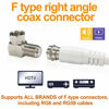 Picture of Kaunosta F Type TV Aerial Right Angle Coax Connector Male to Female Satellite Adapter 90 Degree RG6 RF Coax Connector for Coax Cable Tight Corners and Flat Panel 2 Pack