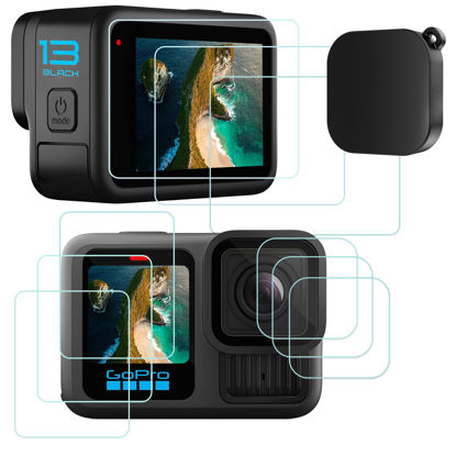 Picture of UGpine 9 pcs Screen Protector for GoPro HERO 13 Black, Ultra Clear Tempered Glass Screen Protector + Tempered Glass Lens Protector + Tempered Glass Front LCD Display Film for GoPro HERO 13 Accessories