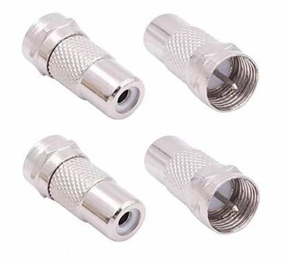 Picture of Accessonico F Type Male Plug to RCA Female Jack RF Video TV Cable Adapter 75 Ohm Connector Coupler Converter Replacement for Atari 2600 TV/7800 Sega/Coleco/Commodore Game System Audio Coax (4 Pack)