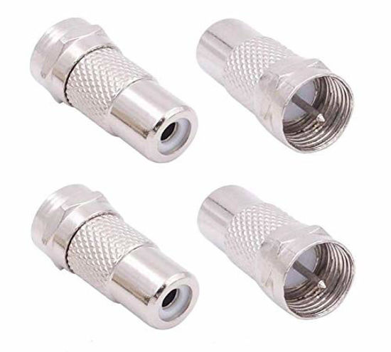 Picture of Accessonico F Type Male Plug to RCA Female Jack RF Video TV Cable Adapter 75 Ohm Connector Coupler Converter Replacement for Atari 2600 TV/7800 Sega/Coleco/Commodore Game System Audio Coax (4 Pack)