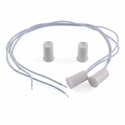 Picture of E-outstanding 2 Pcs Recessed Door Window Magnetic Switch Wired Home Security Alarm Contact Sensor, White