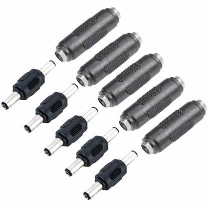 Picture of XFFCSEC 10PCS DC Female to Female and Male to Male Connector 5.5mm x 2.1mm 12V 5A Power Cable Jack Adapter，DC Power Jack Plug Adapter for CCTV Home Security Surveillance