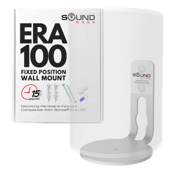 Picture of ERA100 Wall Mount Bracket, Low Profile, White, Single Unit, Compatible with Sonos ERA 100 Speaker, Complete with All Fixing Hardware